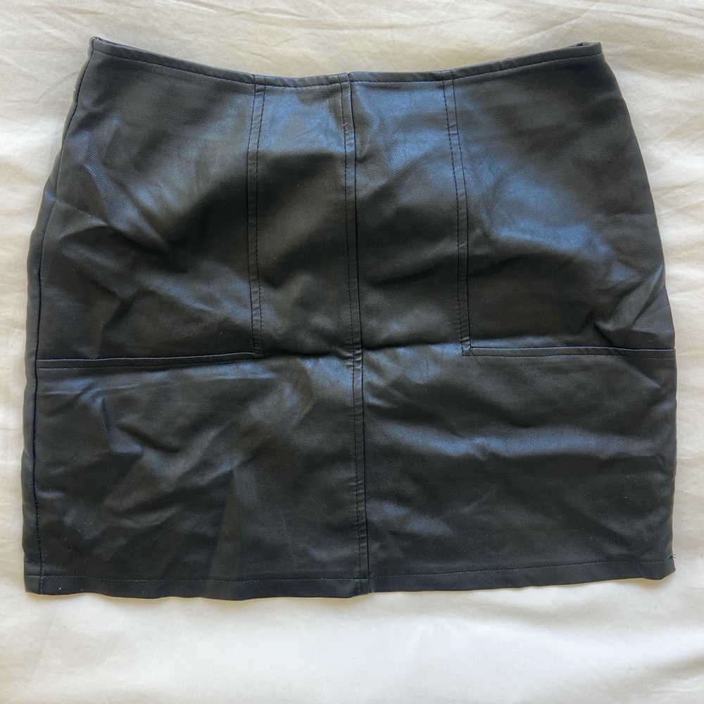 Mint Vanilla Faux Leather Mini Skirt